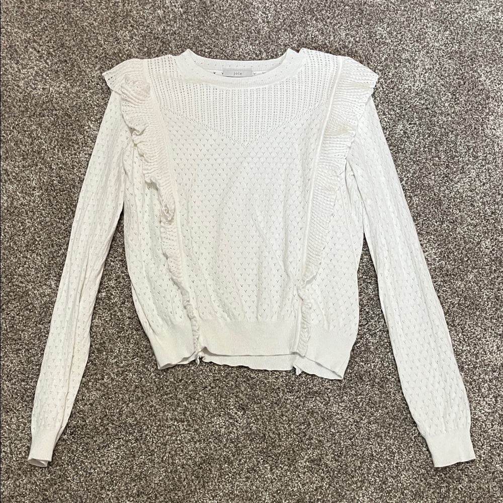 Joie White Textured Ruffle Blouse